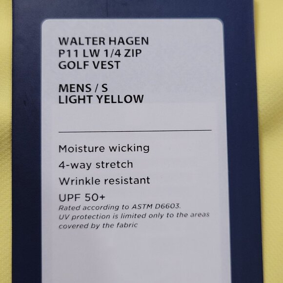Walter Hagen 1/4 Zip Vest Mens Small Performance 11 All Season Yellow Zip Pocket - Picture 11 of 12